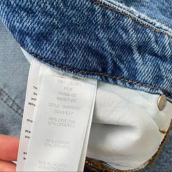 Good American Straight Leg Jeans SZ 2/26 High Waisted Frayed Hem - Picture 5 of 6
